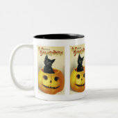 Een Merry Haloween Kitten Tweekleurige Koffiemok (Links)