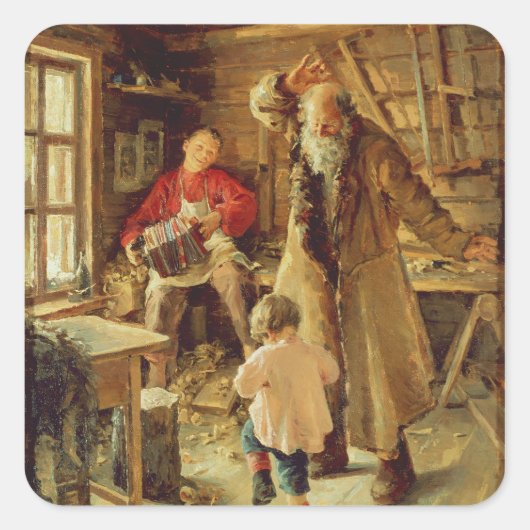 Een Merry Moment, 1897 Vierkante Sticker (Voorkant)