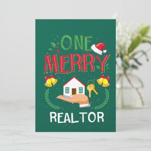 Een Merry Realtor Real Estate Ugly Kerstmis Kaart (Staand voorkant)