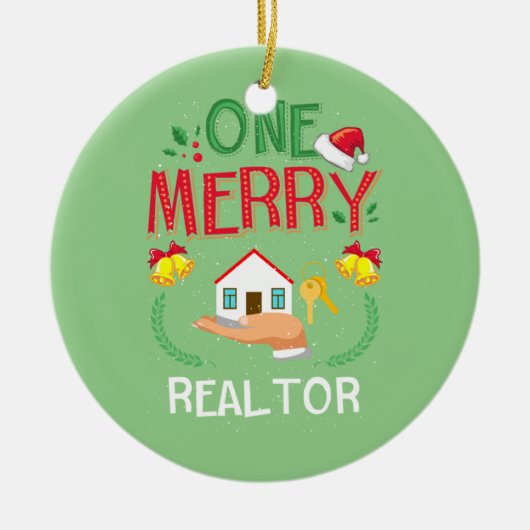 Een Merry Realtor Real Estate Ugly Kerstmis Keramisch Ornament (Voorkant)