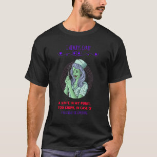 Een mes in mijn paars een Cheesecake-afbeelding T-shirt