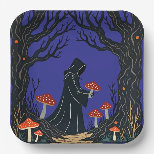 Een met capuchon gehulde foeragemier die paddensto papieren bordje (Voorkant)