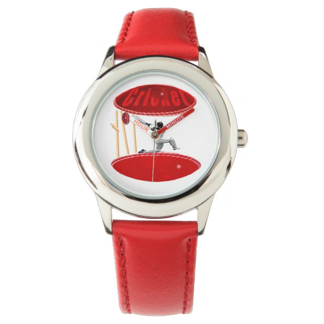 één met de bal bij cricket, horloge (Voorkant)