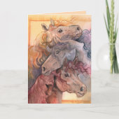 Een met de Herd Waterverf Paarden Kaart (Voorkant)