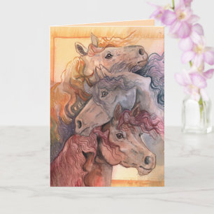 Een met de Herd Waterverf Paarden Kaart