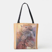 Een met de Herd Waterverf Paarden Tote Bag (Achterkant)