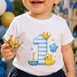 Eén met kroon 1e verjaardag baby T-shirt
