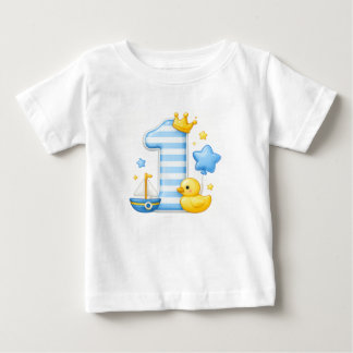 Eén met kroon 1e verjaardag baby T-shirt