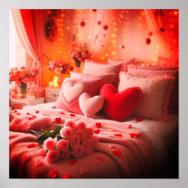 Een met liefde ingerichte slaapkamer voor Valentij Poster