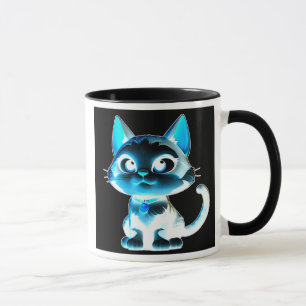Een met neoneffect gestileerde kat. mok