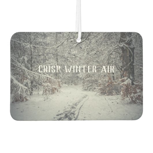 Een met sneeuw bedekt pad door een winterbos luchtverfrisser (Voorkant)