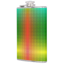 Een metalen fles met een verloop van groen naar ge