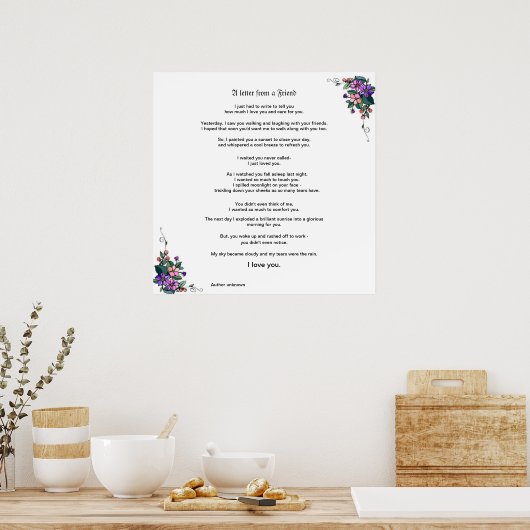 Een meter van een vriend poster (Keuken)