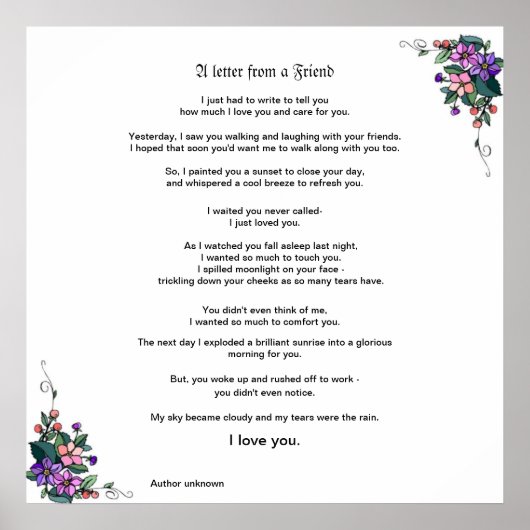 Een meter van een vriend poster (Voorkant)