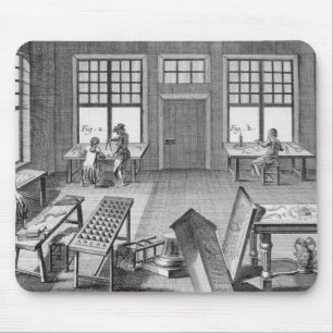 Een meubeleningswerkplaats van de "Encyclop" Muismat