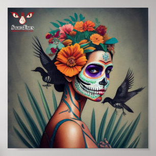 Een Mexicaanse vrouw die Dia de los Muertos viert Poster