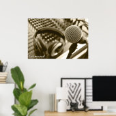 Een microfoon en een hoofdtelefoon poster (Thuiskantoor)