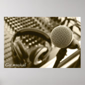 Een microfoon en een hoofdtelefoon poster (Voorkant)