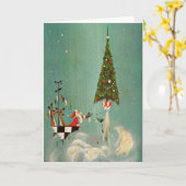 Een mid-century kerst lancering kaart (Gele Bloem)