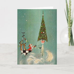 Een mid-century kerst lancering kaart