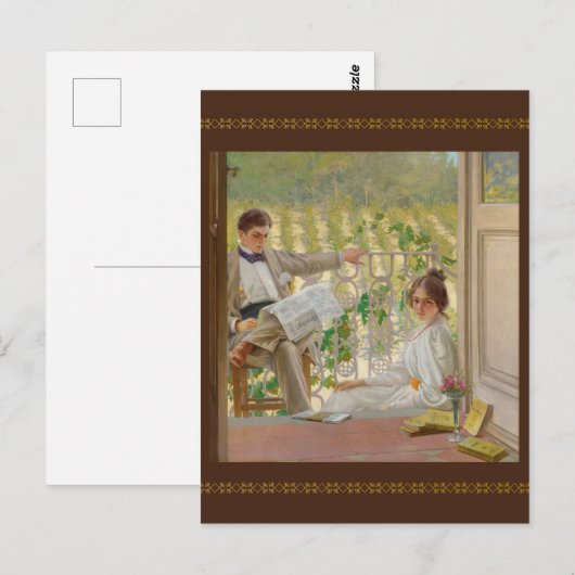 Een middag op de veranda door Vittorio Corcos Briefkaart (Voorkant / Achterkant)