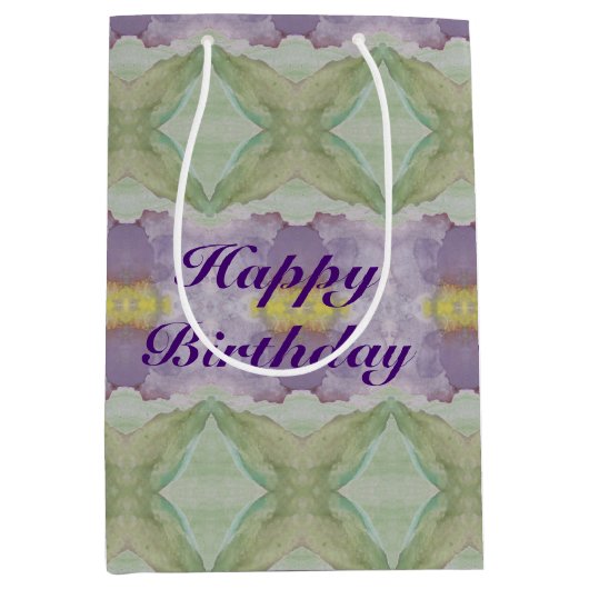 Een middelgrote donkere Paarse Waterverf Gift-Bag Medium Cadeauzakje (Voorkant)