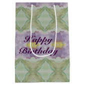 Een middelgrote donkere Paarse Waterverf Gift-Bag Medium Cadeauzakje (Achterkant)