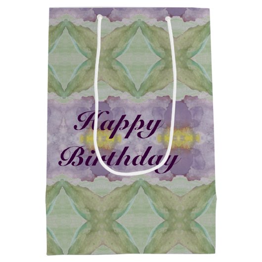 Een middelgrote donkere Paarse Waterverf Gift-Bag Medium Cadeauzakje (Achterkant)