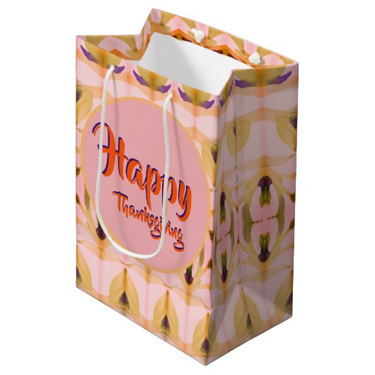 Een middelgrote Fancy Thanksgiving papieren gesche Medium Cadeauzakje (Voorkant Gekanteld)
