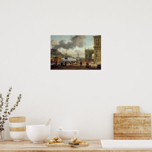Een Middellandse-Zeehavengebied Poster (Keuken)