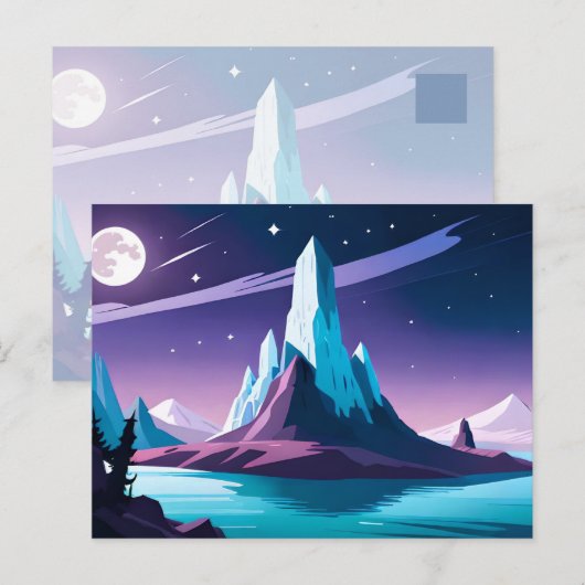 Een Midnight Mountain Briefkaart (Voorkant / Achterkant)