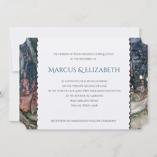 Een midzomernacht droom bruiloft uitnodiging (Achterkant)