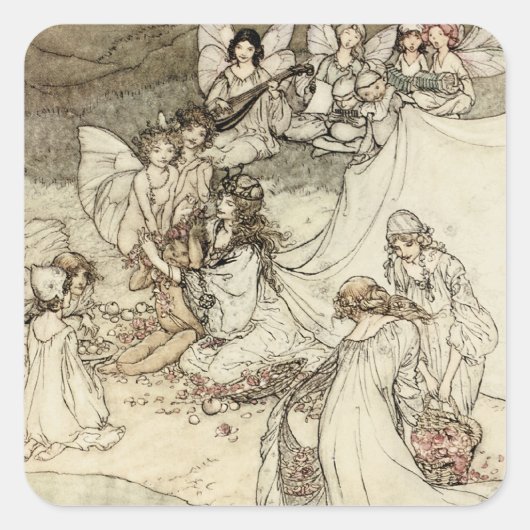 Een midzomernacht droom Fairy Square Stickers (Voorkant)