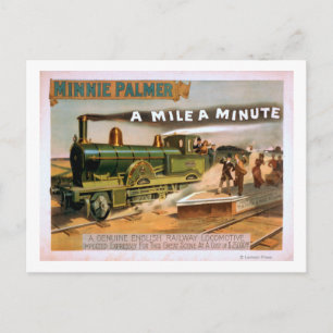 Een "Mile a Minute" grote locomotief theater Briefkaart