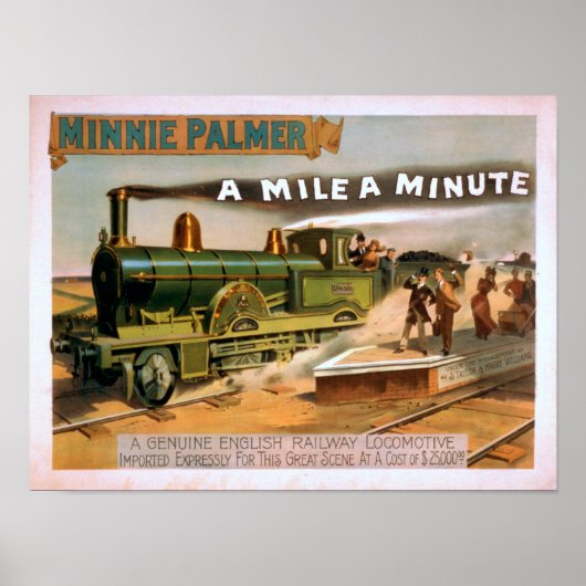 Een "Mile a Minute" grote locomotief theater Poster (Voorkant)