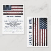 Een militaire Amerikaanse vlag van de soldaat van Visitekaartje (Voorkant / Achterkant)