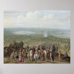 Een militaire campus met milities op paarden, Troo Poster