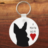 "Een Min-Pin heeft mijn hart" sleutelhanger (Voorkant)