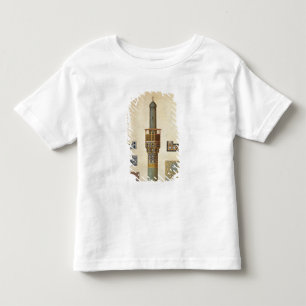 Een minaret en keramische details van de moskee va kinder shirts