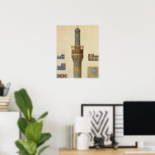 Een minaret en keramische details van de moskee va poster (Thuiskantoor)
