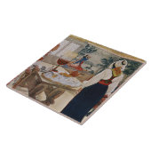 Een mineres katoen, van een commercieel bedrukte k tegeltje (Zijkant)