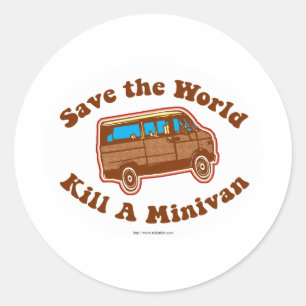 Een minibusje doden ronde sticker