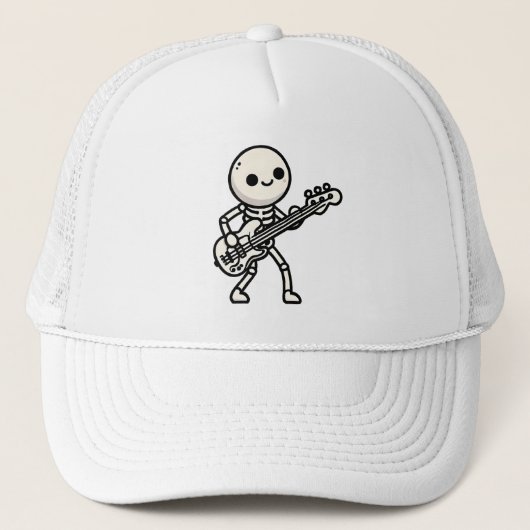 Een minimale skeleton bassist trucker pet (Voorkant)
