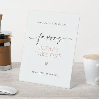Een minimalistisch Baby shower, neem één gunst Reclamebord Met Voetstuk