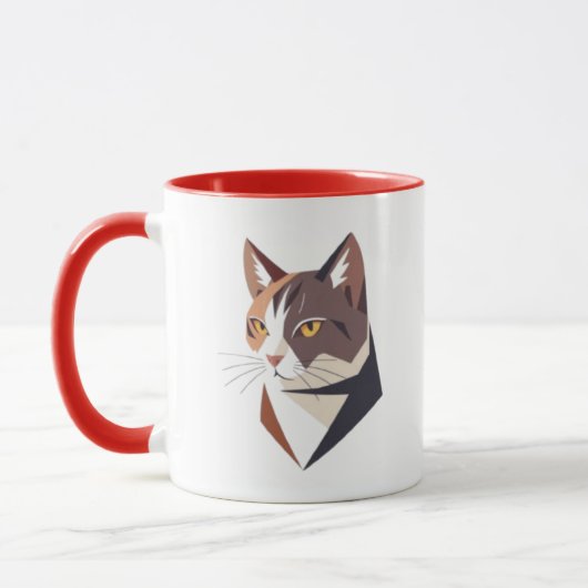 Een minimalistisch beeld van een kat. mok (Links)