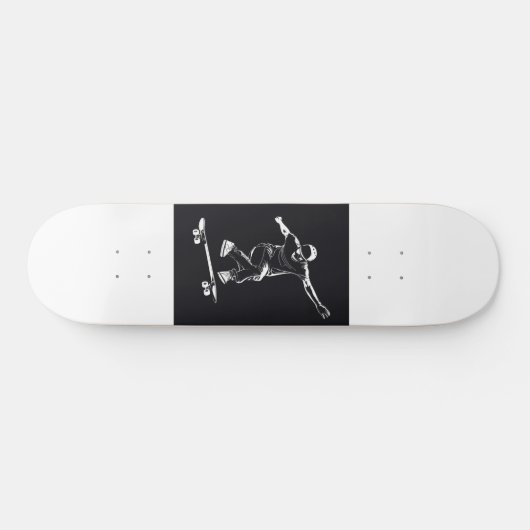 Een minimalistisch grafisch ontwerp van een skateb persoonlijk skateboard (Horizontaal)