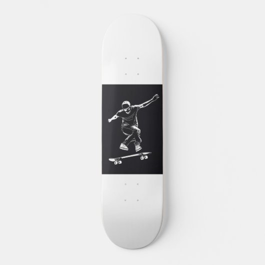 Een minimalistisch grafisch ontwerp van een skateb persoonlijk skateboard (Voorkant)