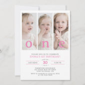 EEN minimalistische 1e verjaardagsfeestfotocollage Kaart (Voorkant)