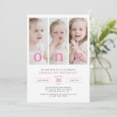 EEN minimalistische 1e verjaardagsfeestfotocollage Kaart (Staand voorkant)