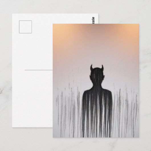 Een minimalistische duivel briefkaart (Voorkant / Achterkant)